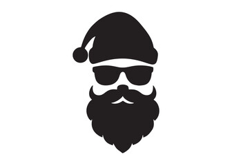 santa face logo silhouette vector, christmas santa face silhouette vector illustration, black santa face vector silhouette, santa claus face logo silhouettes vector on a white background