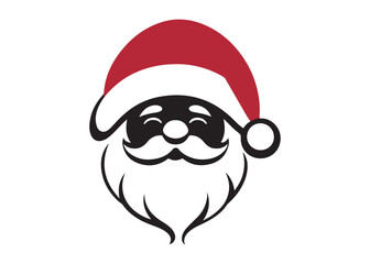 santa face logo silhouette vector, christmas santa face silhouette vector illustration, black santa face vector silhouette, santa claus face logo silhouettes vector on a white background