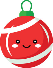 Red Christmas Ornament with Cute Face vector