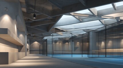 Modern indoor sports facility with bright lighting and spacious courts