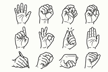Snap holding vector icon gesture poses ok sign icons closed hand palm
