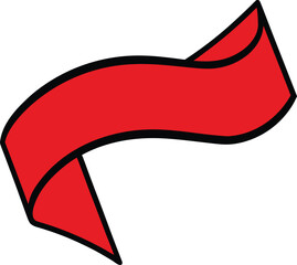 Red ribbon banner with black outline on white background Keywords: ribbon, banner, red, blank