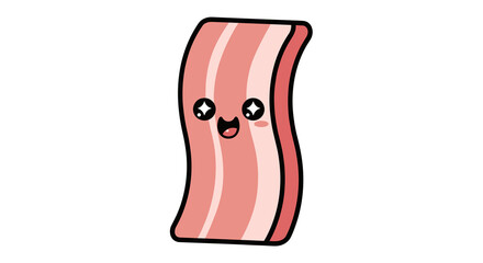 Cartoon bacon slice with a happy face and animated expression  