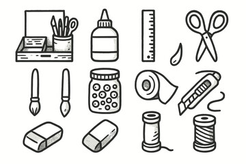 Paper corner craft crafting tools icon vector jar icons ruler beads bottle