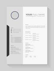 Minimal Resume Layout. Classic and Clean Resume. Clean and modern resume portfolio or cv template for candidates. Minimalist cv template fully editable. Professional resume letterhead, cover letter