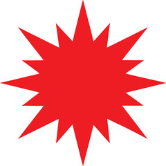 Red Starburst Shape On White Background Keywords: starburst, explosion, shape, red, graphic