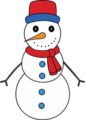 Simple Snowman With Red Scarf And Hat Keywords: snowman, winter, christmas, holiday, character