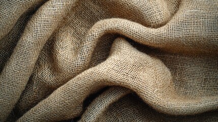 Natural jute texture burlap fabric background with woven fiber structure showing organic beige tones and rustic material surface for eco-friendly design