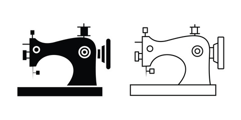 Sewing machine icon vector. Sewing machine and needle vector. Silhouette of sewing machines design for tailor logo, app and more. Vector illustration.