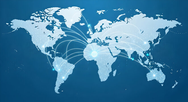 World Map with Connection Lines. Global Logistics, Shipping Routes, and Business Network - Powered by Adobe