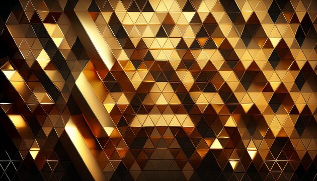 golden triangles interlocking creating a shimmering geometric pattern