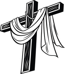 Minimalist Digital Drawing Of Christian Cross