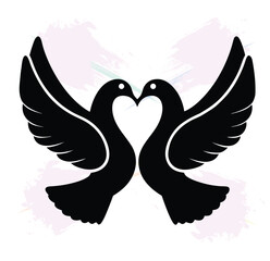 Elegant Black Doves Silhouette Forming a Heart Symbolizing Love and Peace