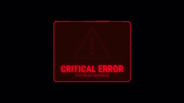 Critical Error Message Alert Animation Flashing Red System Warning 4K