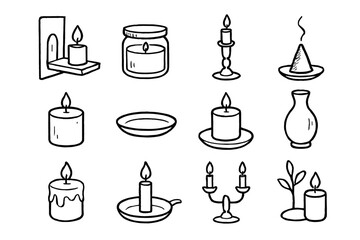 Vase wax light jar stick cone corner minimalist candle icon vector