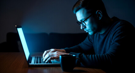 man working on laptop