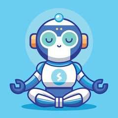 Ai robot practicing mindfulness meditation in a peaceful pose