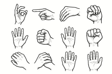 Fototapeta premium Fist folded soft hand fingers icon resting pointing pose iconography vector study