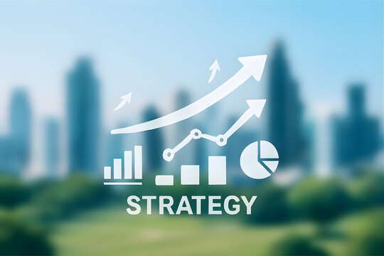 Abstract Future Planning Concept – Blurred Cityscape with Charts and Arrows in Foreground