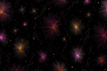 Naklejka premium Colorful fireworks display with vibrant bursts against night sky