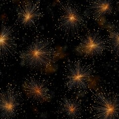 Fototapeta premium Glowing fireworks burst in night sky captured in sparkling display