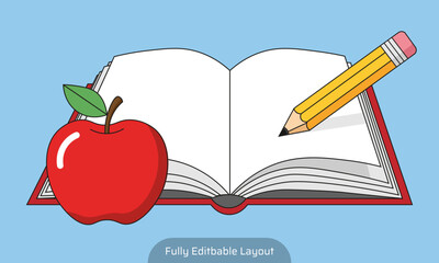 Open book vector illustration symbolizing a heart for school education and the concept of learning and knowledge