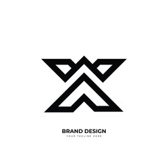 Letter A W X minimal geometric monogram logo