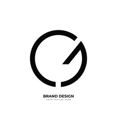 Letter Cg or Gc circle shape line art logo