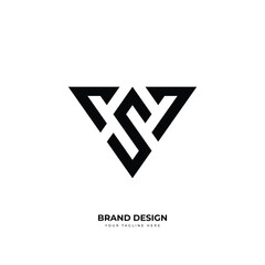 Letter Vs or Sv triangle modern monogram logo