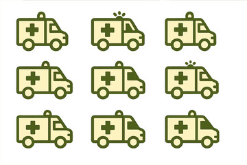 Seamless pattern of medical emergency vehicles in linear style on gradient background