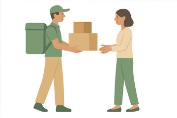 Flat style delivery service concept with courier handing packages to customer