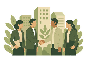 Sustainable business agreement in modern office setting