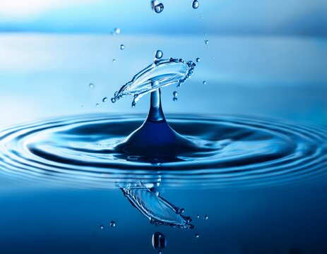 water droplet impact vibrant blue tones