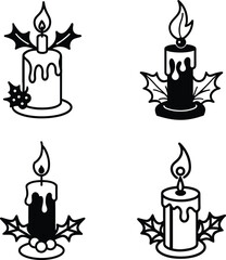 Christmas Candle and tree leaf illustration