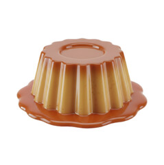 Delicious flan dessert with caramel sauce ready to eat on a white background