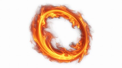 Dynamic ring of fire with orange and yellow flames and smoke