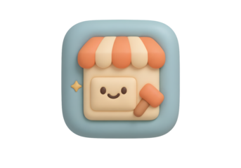 Cute shop icon with a smiling face