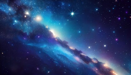 night shining starry sky blue space background with stars cosmos