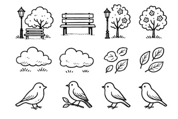 Lamp icon tree icons post blooming leaves mood park spring vector