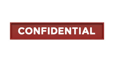 Confidential security text in a red 3D bar. isolated on transparent background