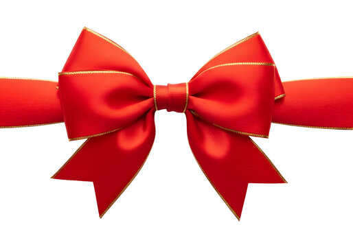 A red ribbon with gold trim, tied in a bow - Powered by Adobe