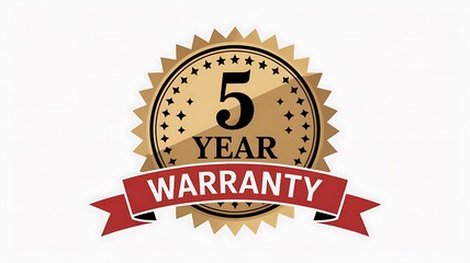 Five year warranty golden badge for quality assurance and trust