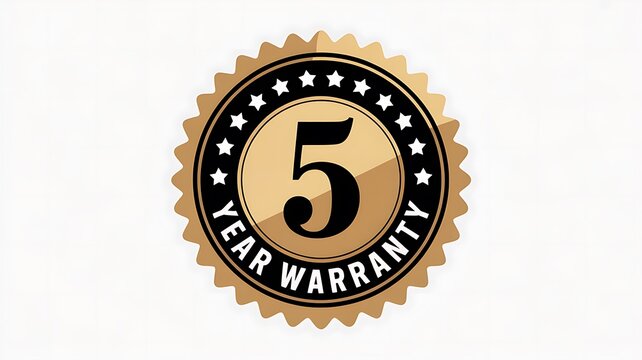 Premium 5 year warranty quality assurance golden badge icon design