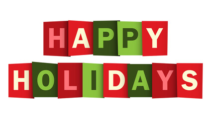 HAPPY HOLIDAYS red and green typography banner on transparent background