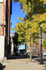 A dreamy view of a street in the city