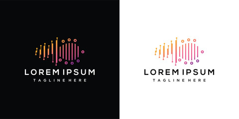 sound wave logo template, sound wave icon element, audio music symbol.	
