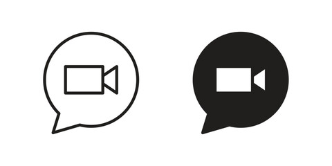 Video chat icon in trendy flat style design. Vector graphic illustration.