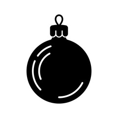 Christmas ball icon. Black silhouette. Front and side view. Vector simple flat graphic illustration. Isolated object on a white background.