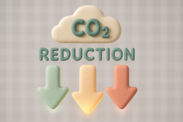Co2 reduction concept with colorful arrows and cloud
