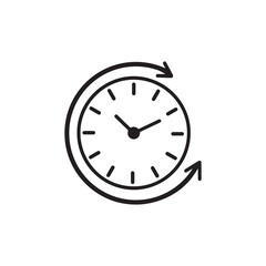 Clock with circular arrows indicating time passing